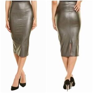 NWT Commando Faux Leather Pencil Midi Skirt In Color Pewter
